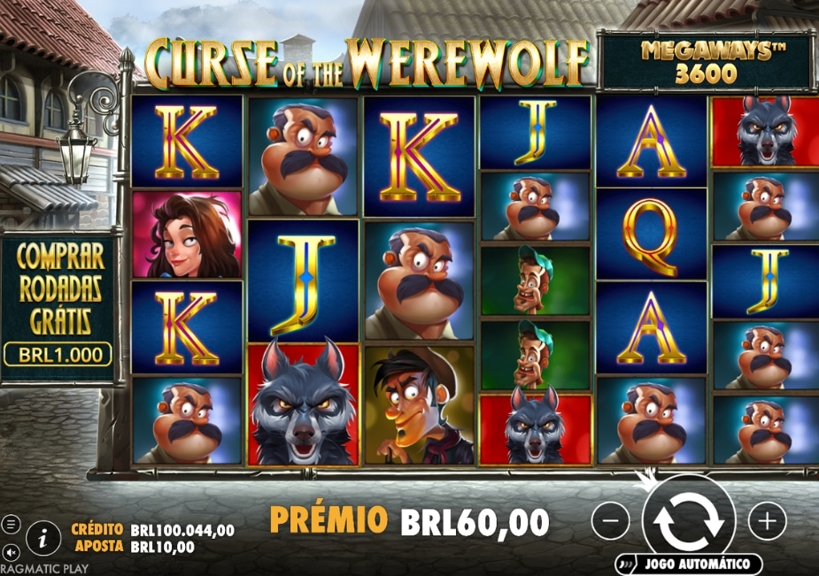 Slot Curse of the Werewolf Megaways com compra de rodadas em BRL.