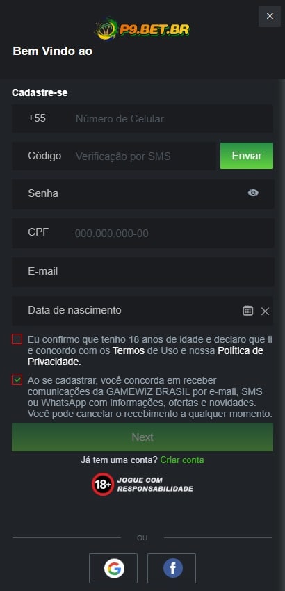 cashback-semanal-p9bet-reividicar