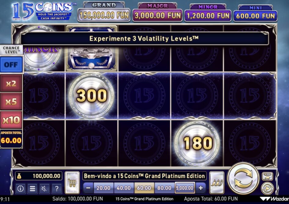 15 Coins Grand Platinum Edition por Wazdan