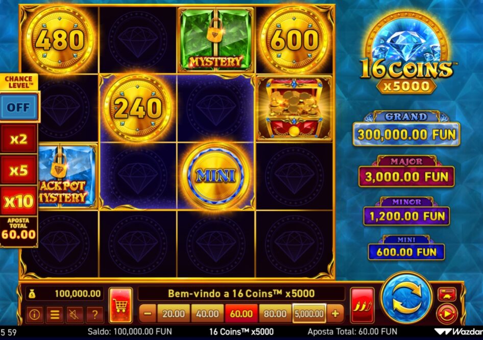 16 Coins x5000 por Wazdan