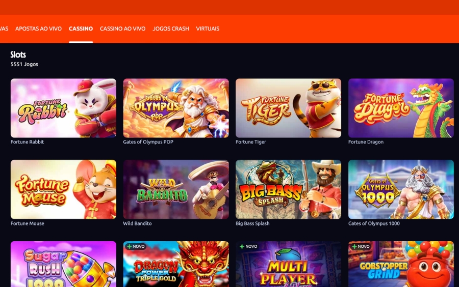 Lista de slots elegíveis no cassino da Betano, incluindo Fortune Tiger, Gates of Olympus e Sugar Rush
